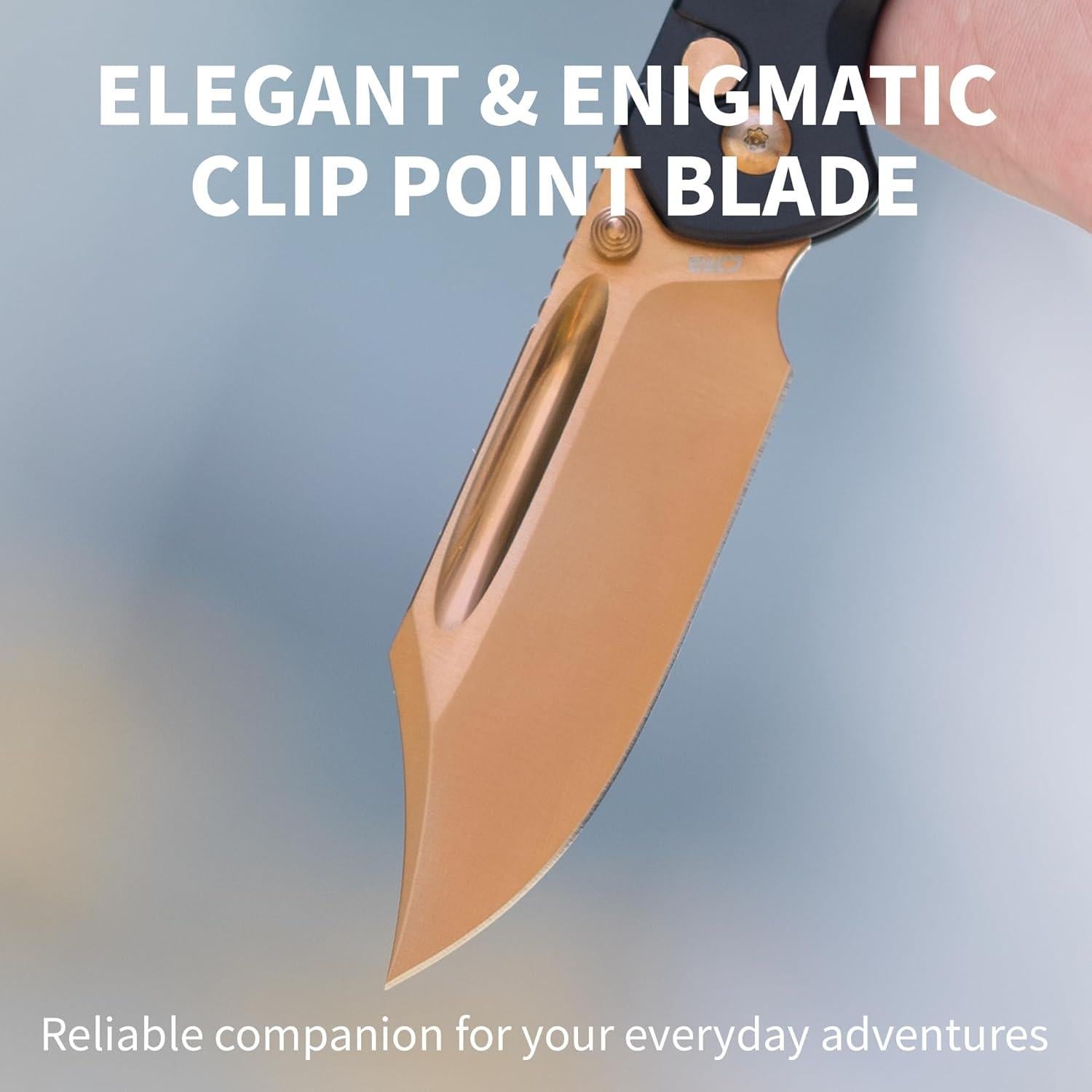 Cuchillo Plegable CJRB Bowie Pyrite 8 cm Rosa Oro Acero