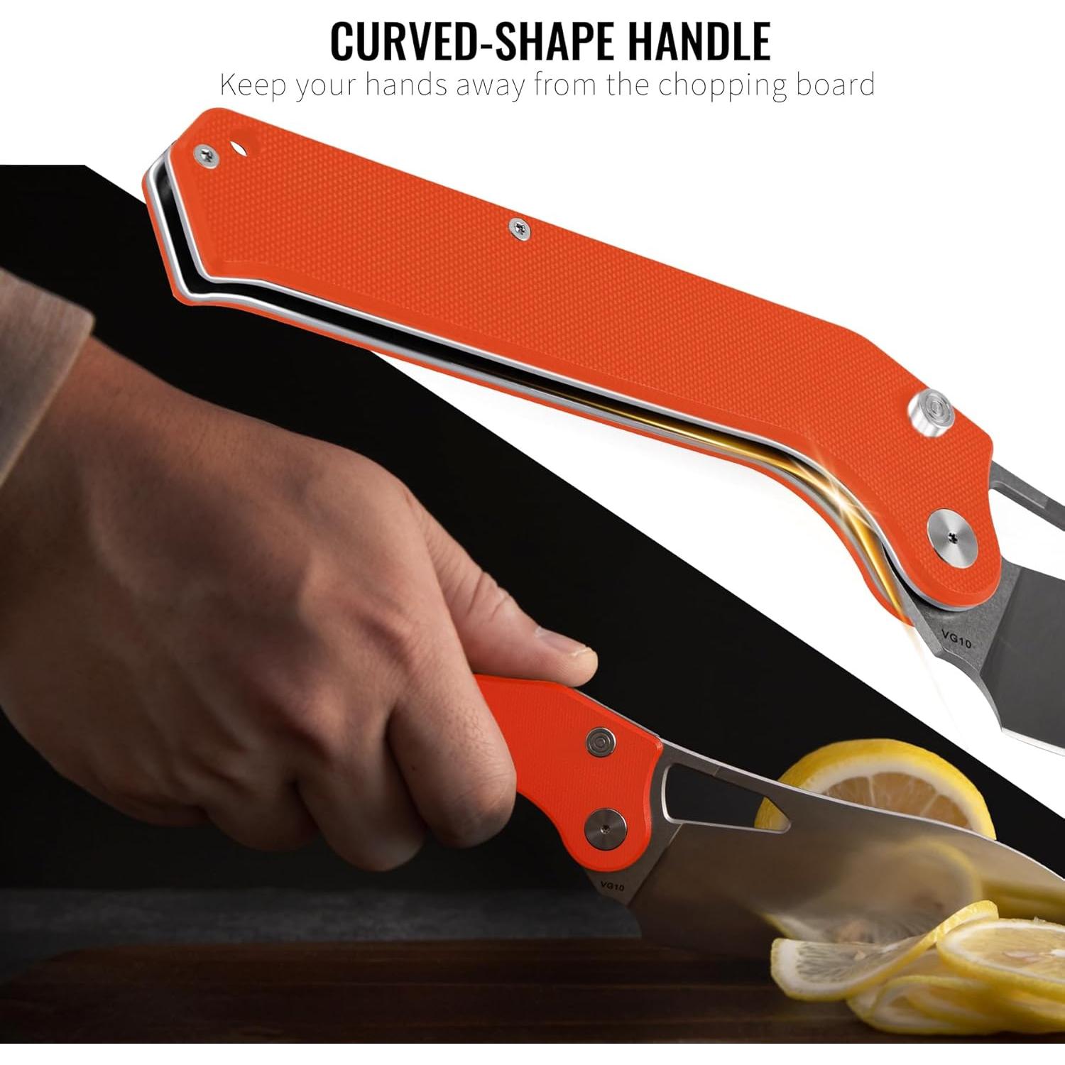 Cuchillo de Chef Plegable TACRAY 11.3 cm Acero Inoxidable Naranja