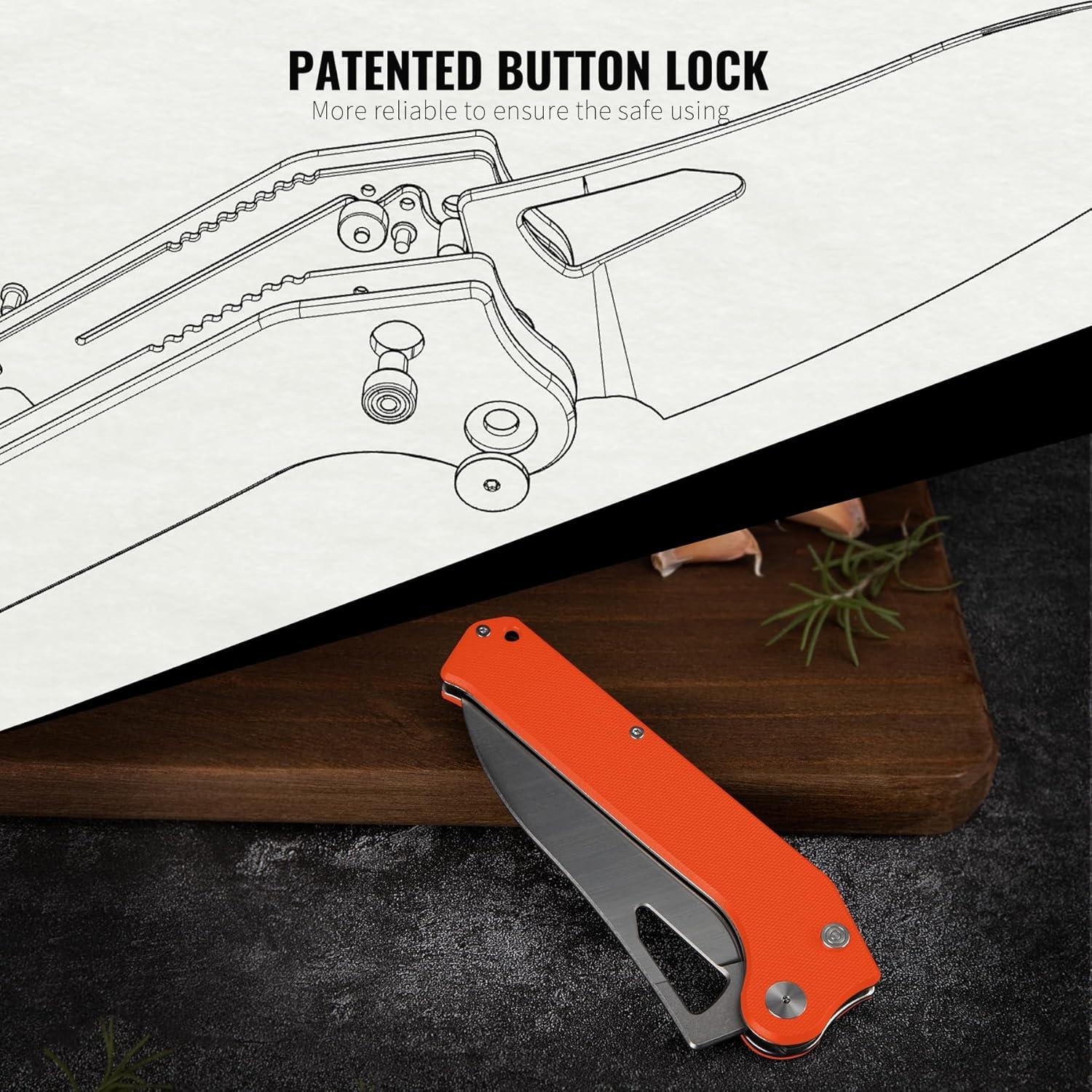 Cuchillo de Chef Plegable TACRAY 11.3 cm Acero Inoxidable Naranja