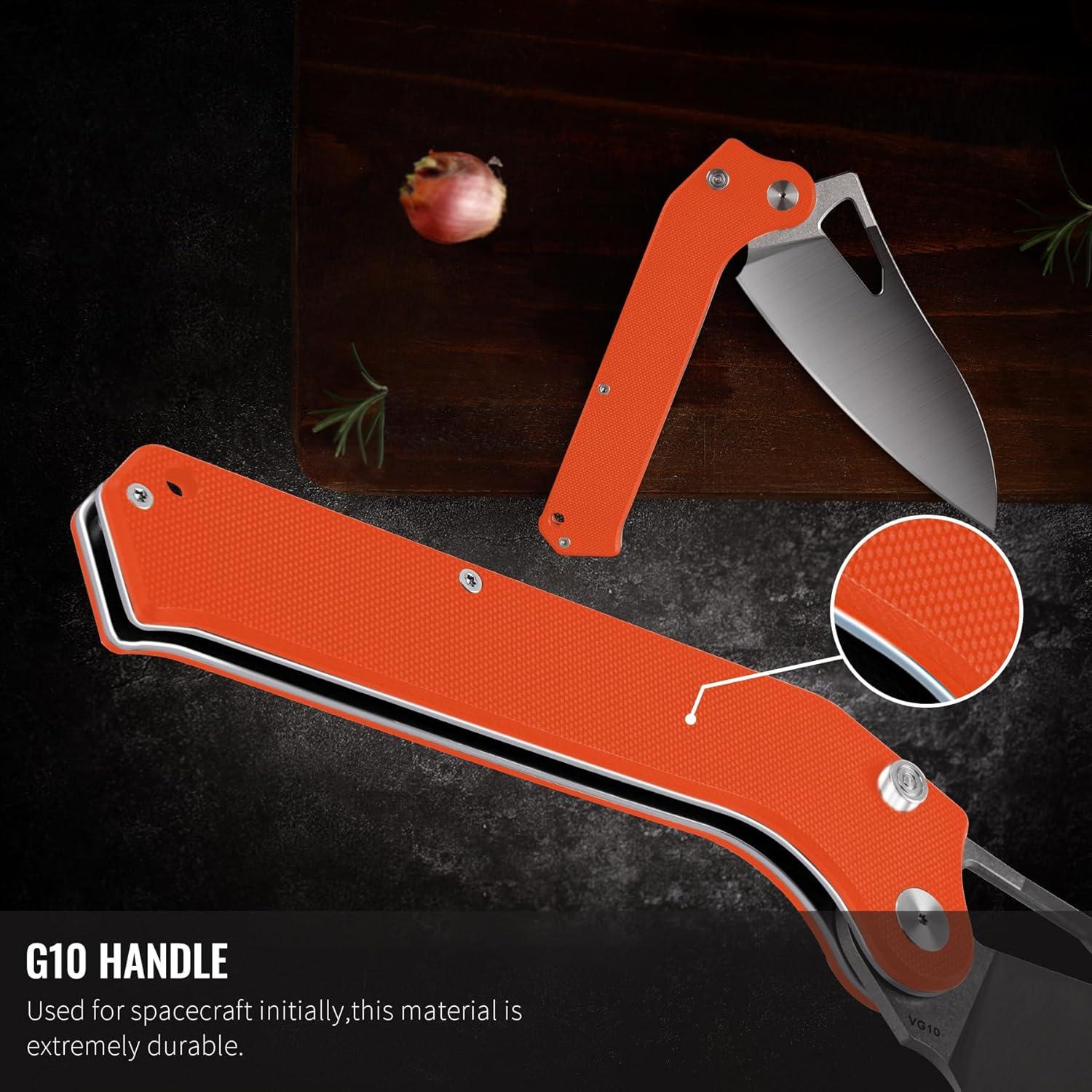 Cuchillo de Chef Plegable TACRAY 11.3 cm Acero Inoxidable Naranja