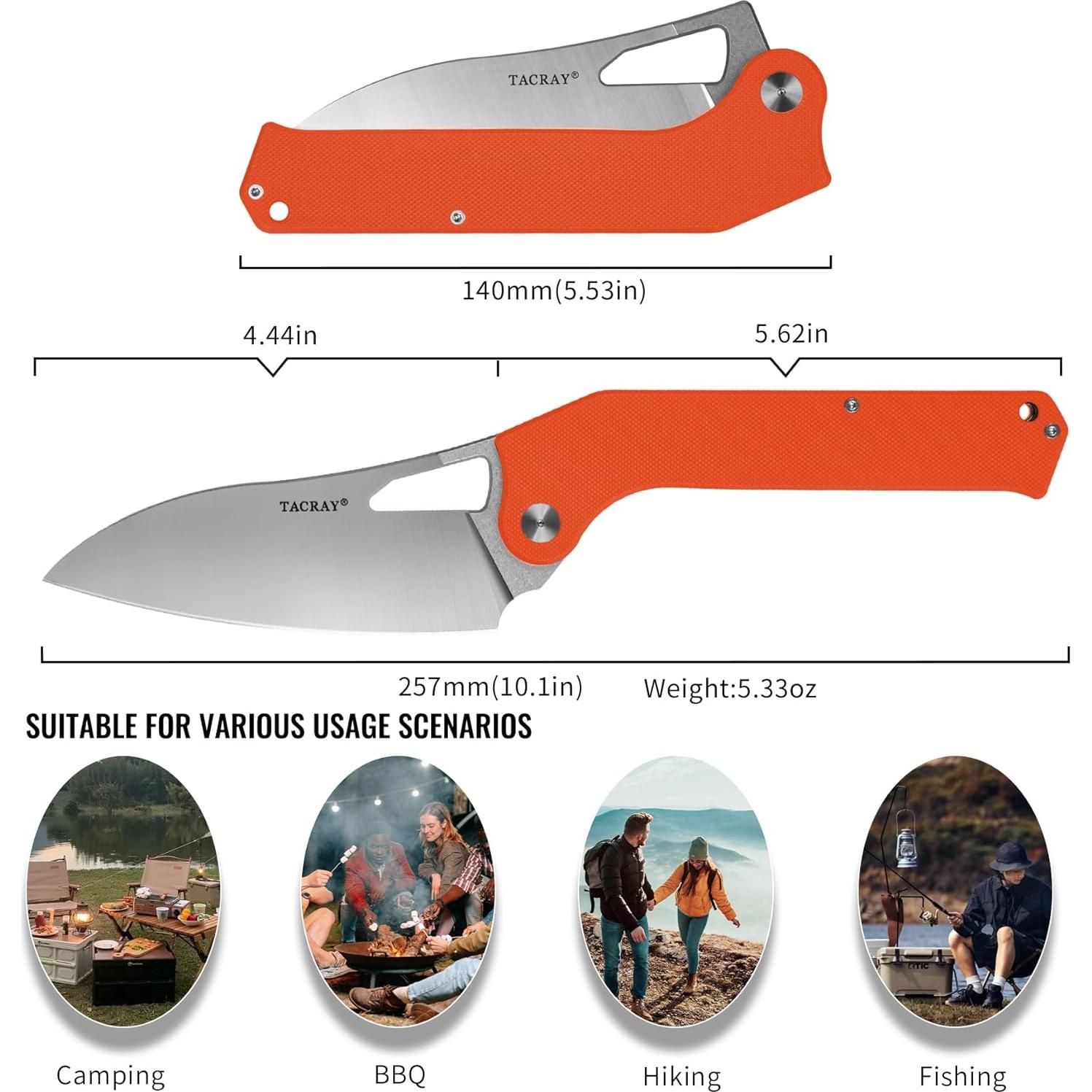 Cuchillo de Chef Plegable TACRAY 11.3 cm Acero Inoxidable Naranja