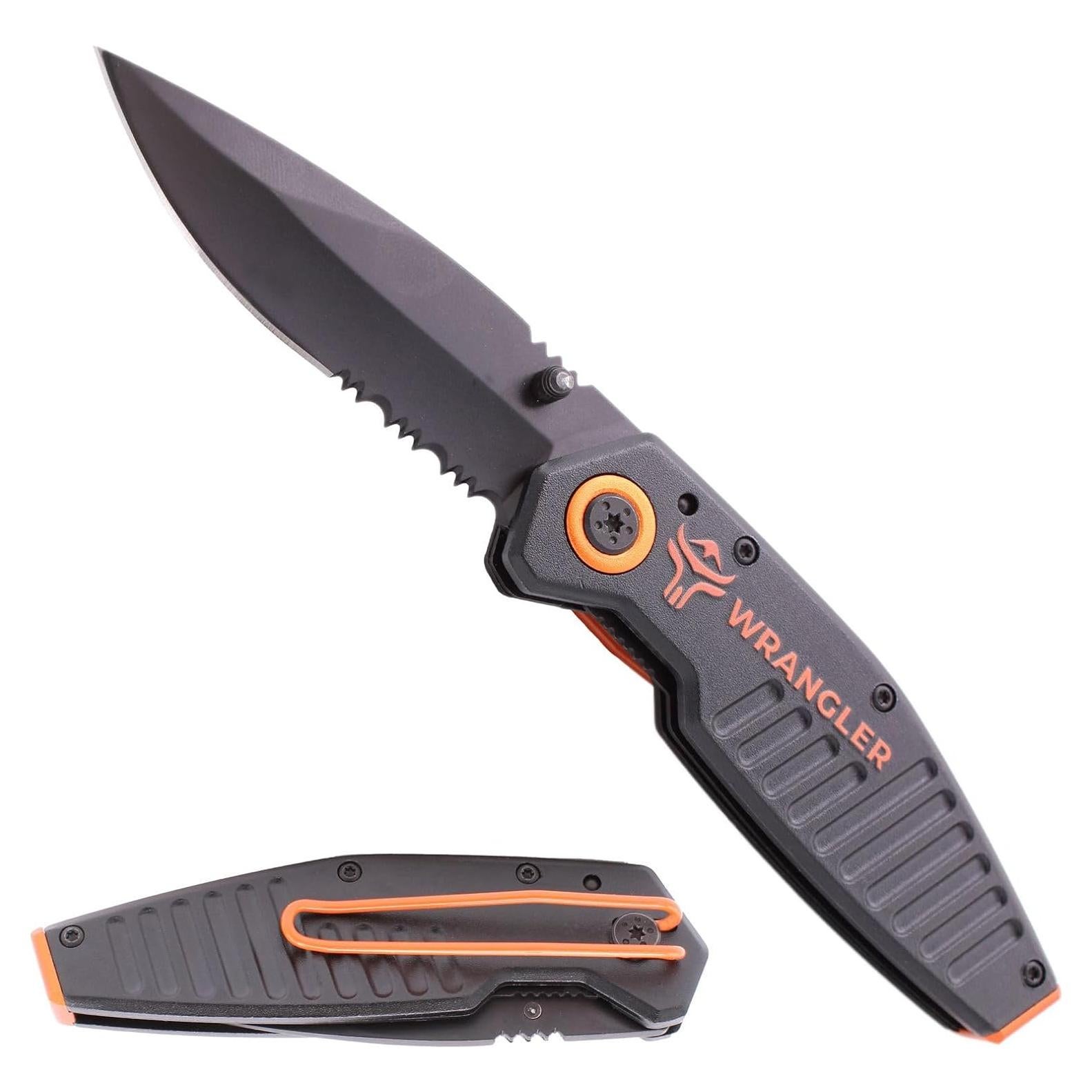 Cuchillo de bolsillo EDC Wrangler Tools 2.9" hoja serrada