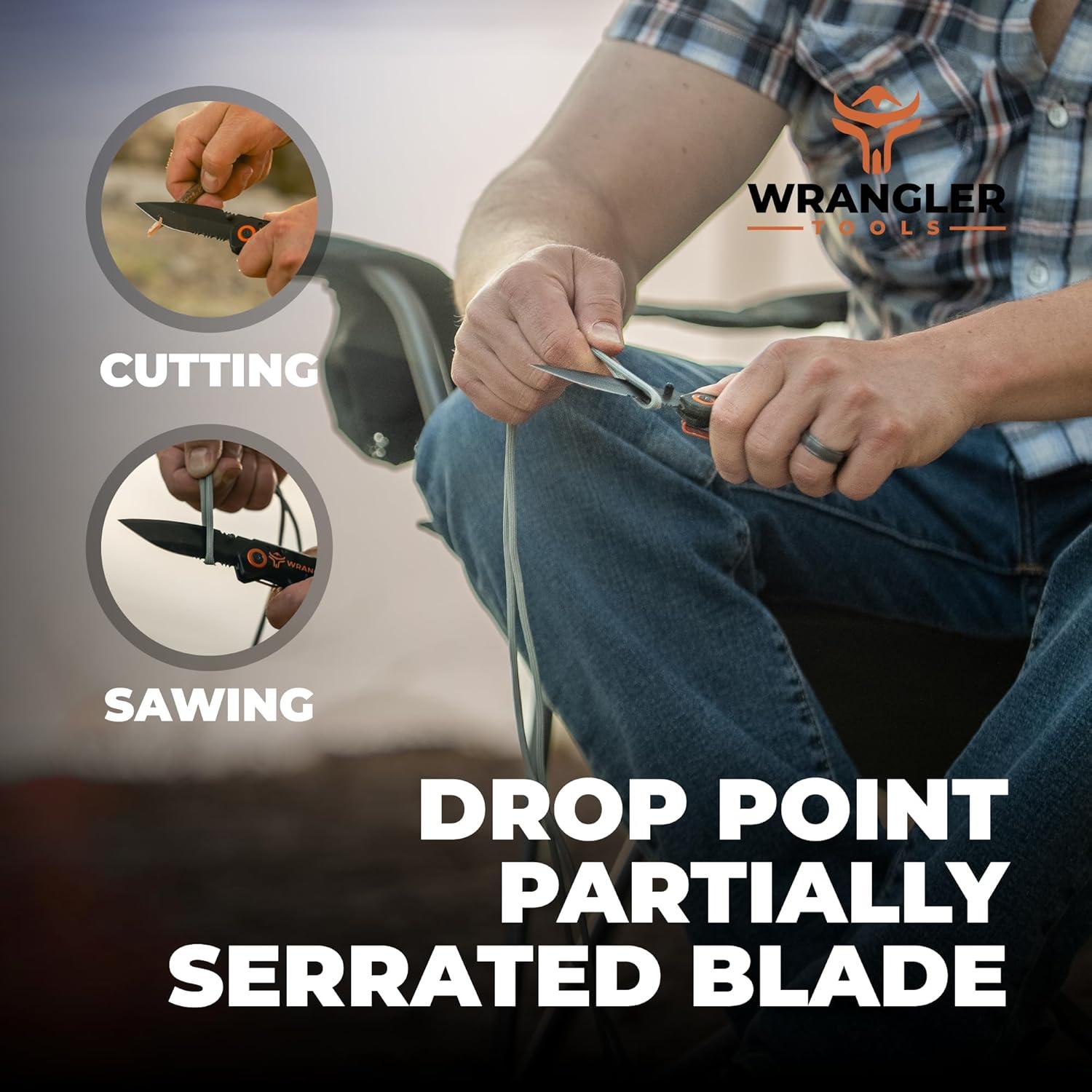 Cuchillo de bolsillo EDC Wrangler Tools 2.9" hoja serrada