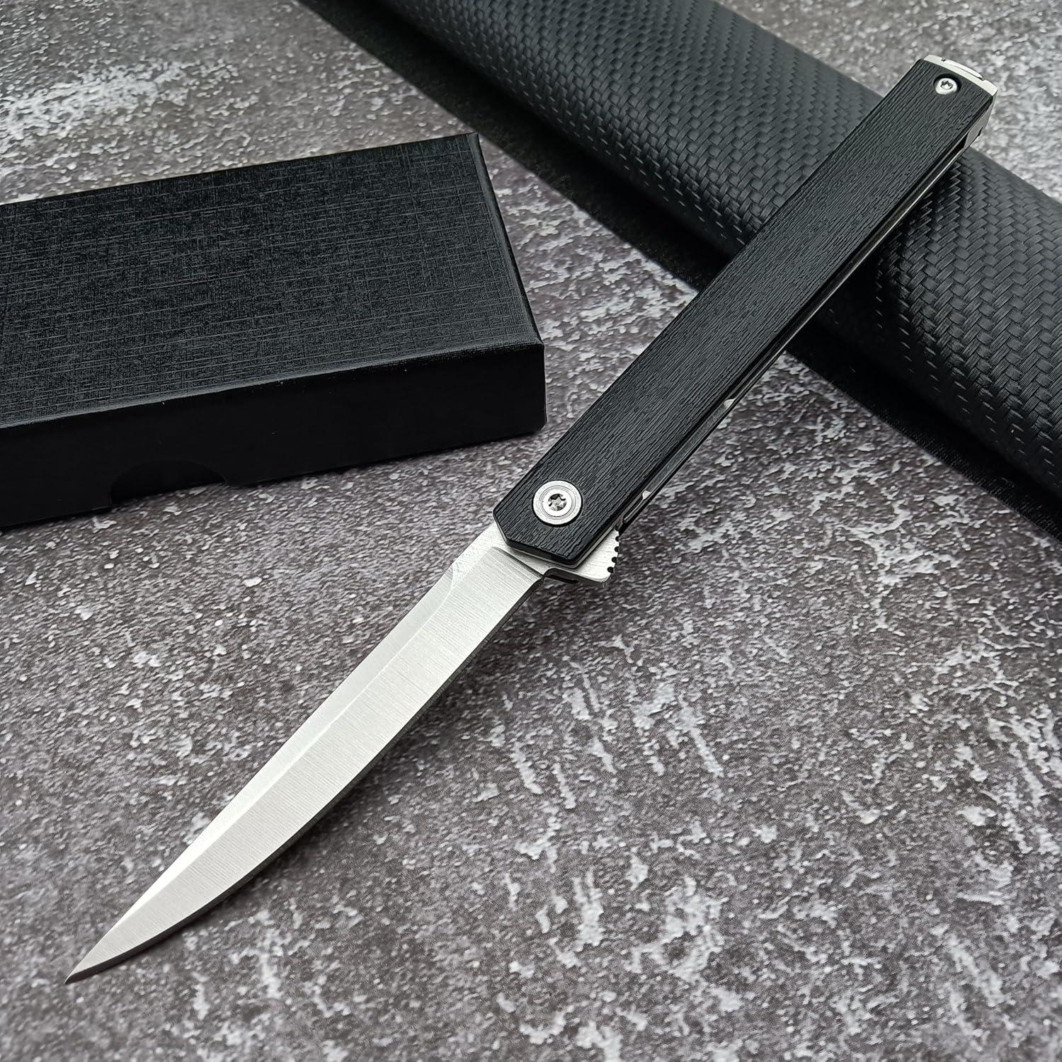 Cuchillo Plegable CEO HUAAO 19.7 cm Acero 8Cr13Mov Hoja Plateada