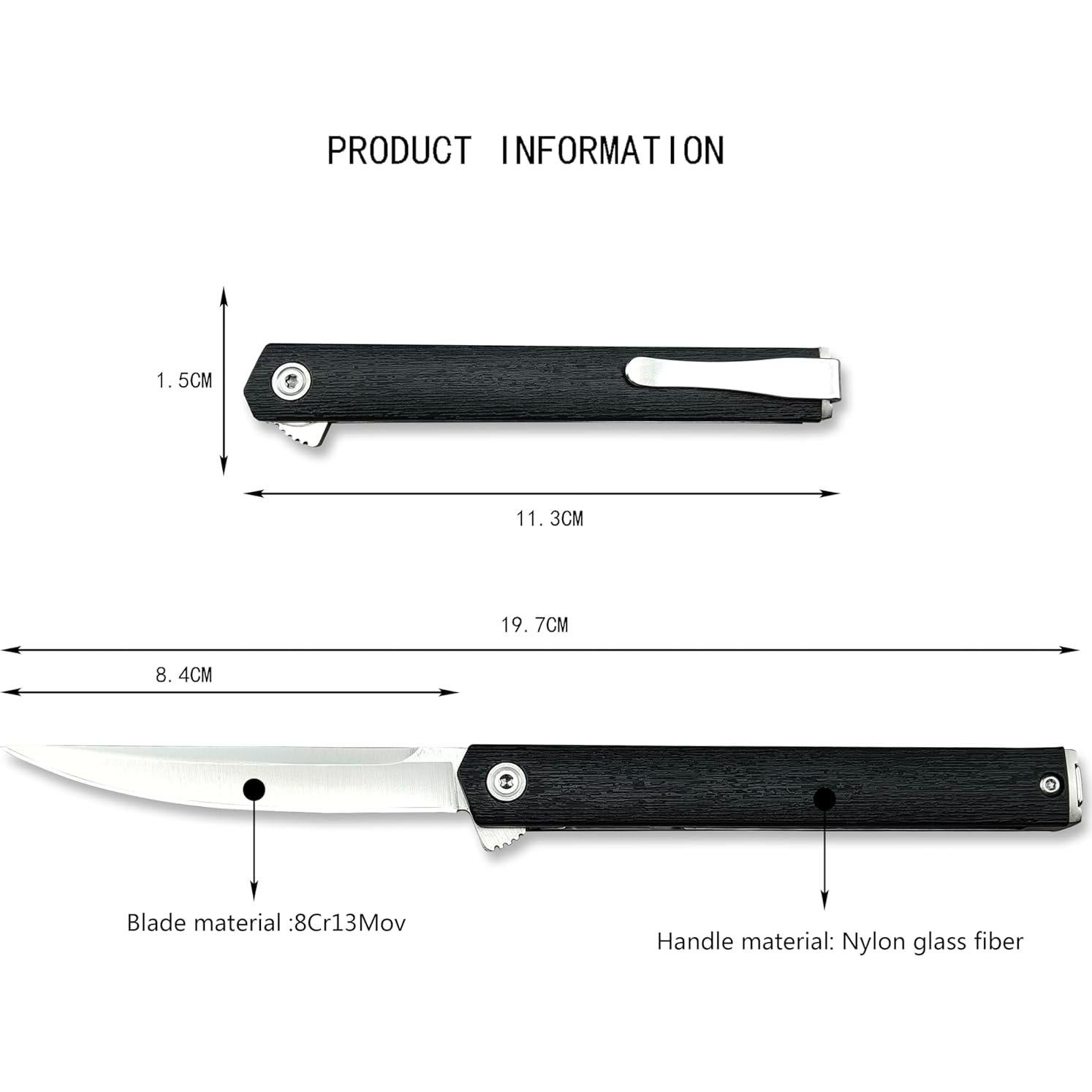 Cuchillo Plegable CEO HUAAO 19.7 cm Acero 8Cr13Mov Hoja Plateada