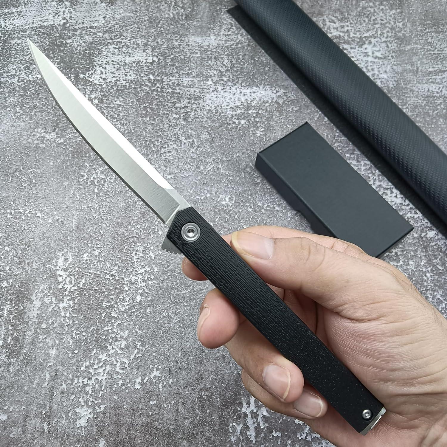 Cuchillo Plegable CEO HUAAO 19.7 cm Acero 8Cr13Mov Hoja Plateada