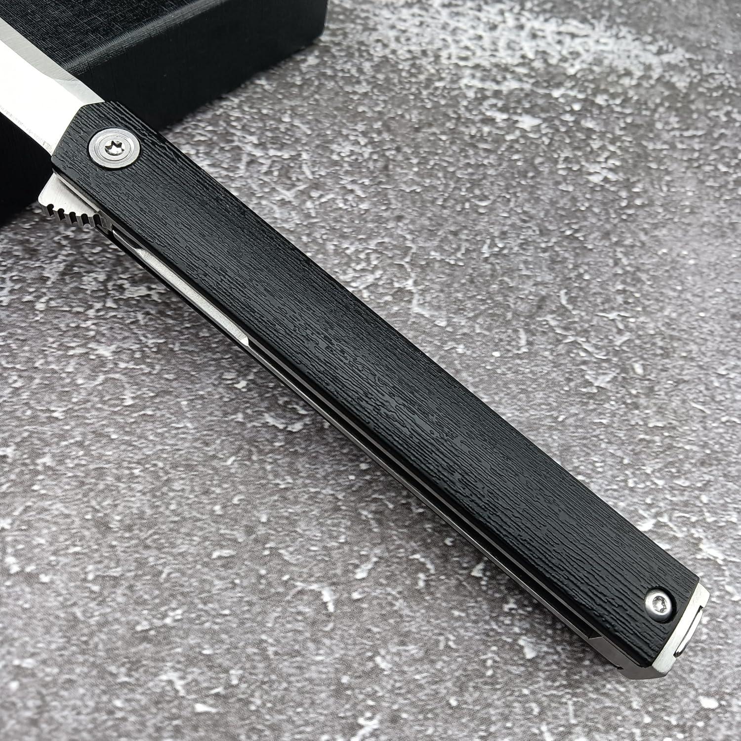 Cuchillo Plegable CEO HUAAO 19.7 cm Acero 8Cr13Mov Hoja Plateada