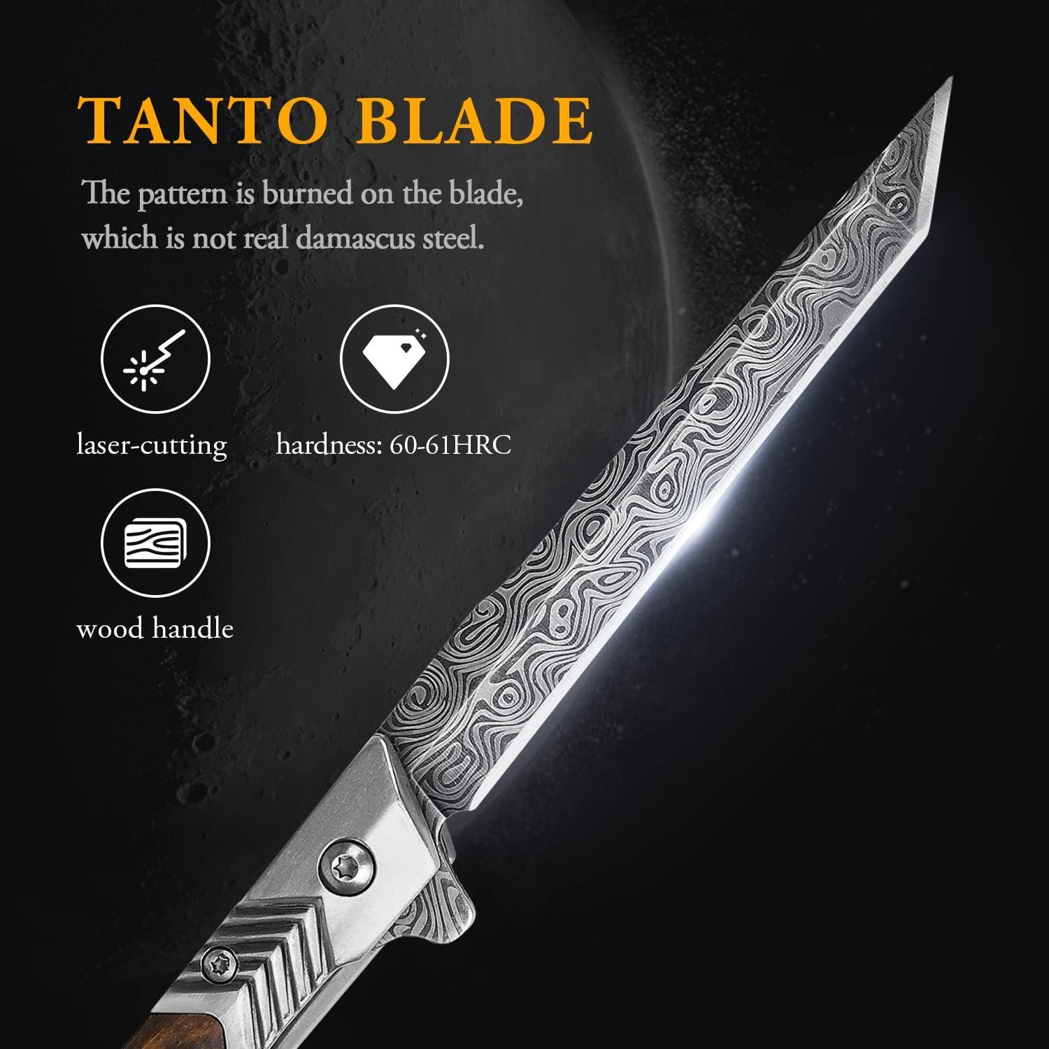 Cuchillo de bolsillo ITOKEY EDC 22 cm con hoja Tanto y bloqueo