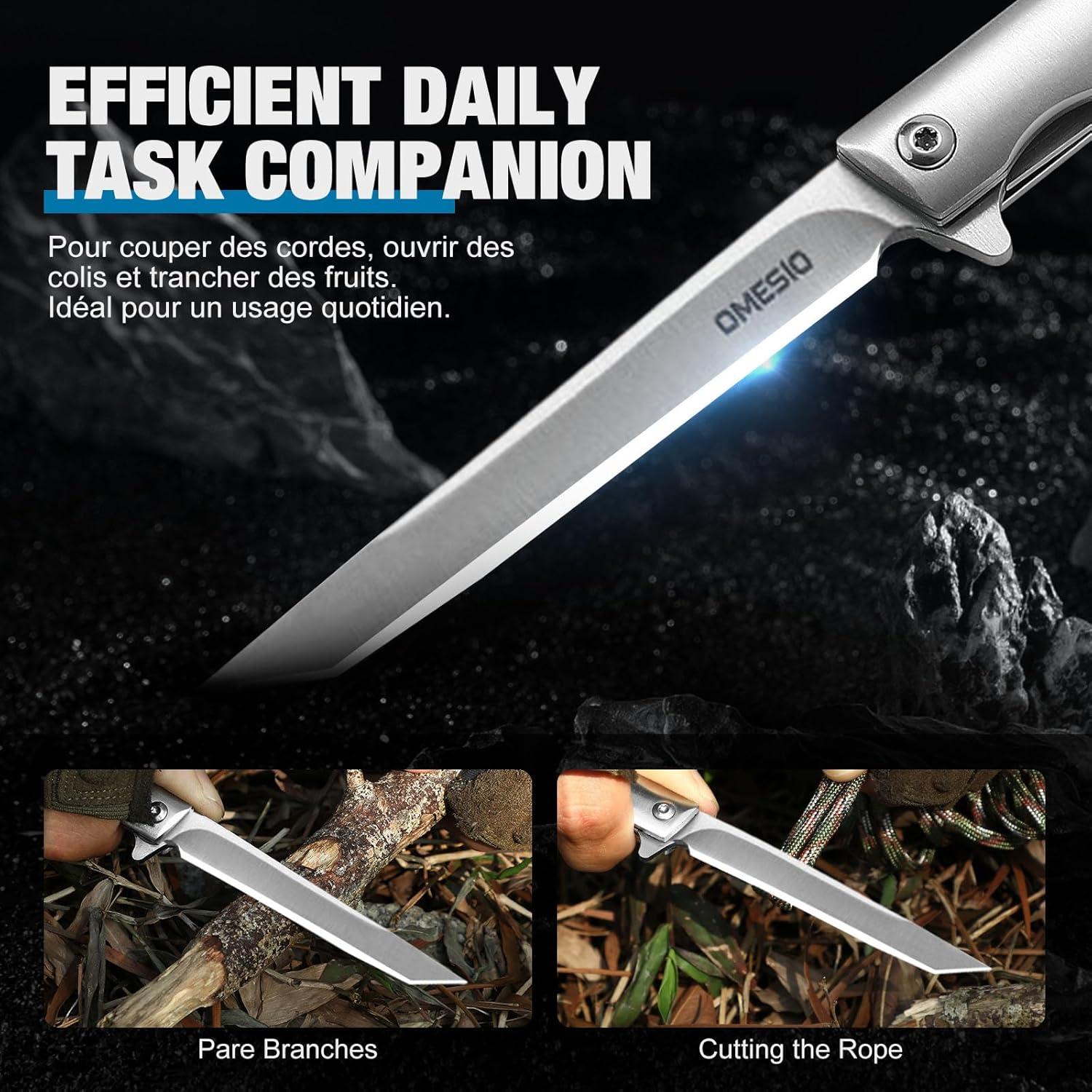 Cuchillo Plegable Omesio M390 Tanto 8.81 cm Acero Inoxidable