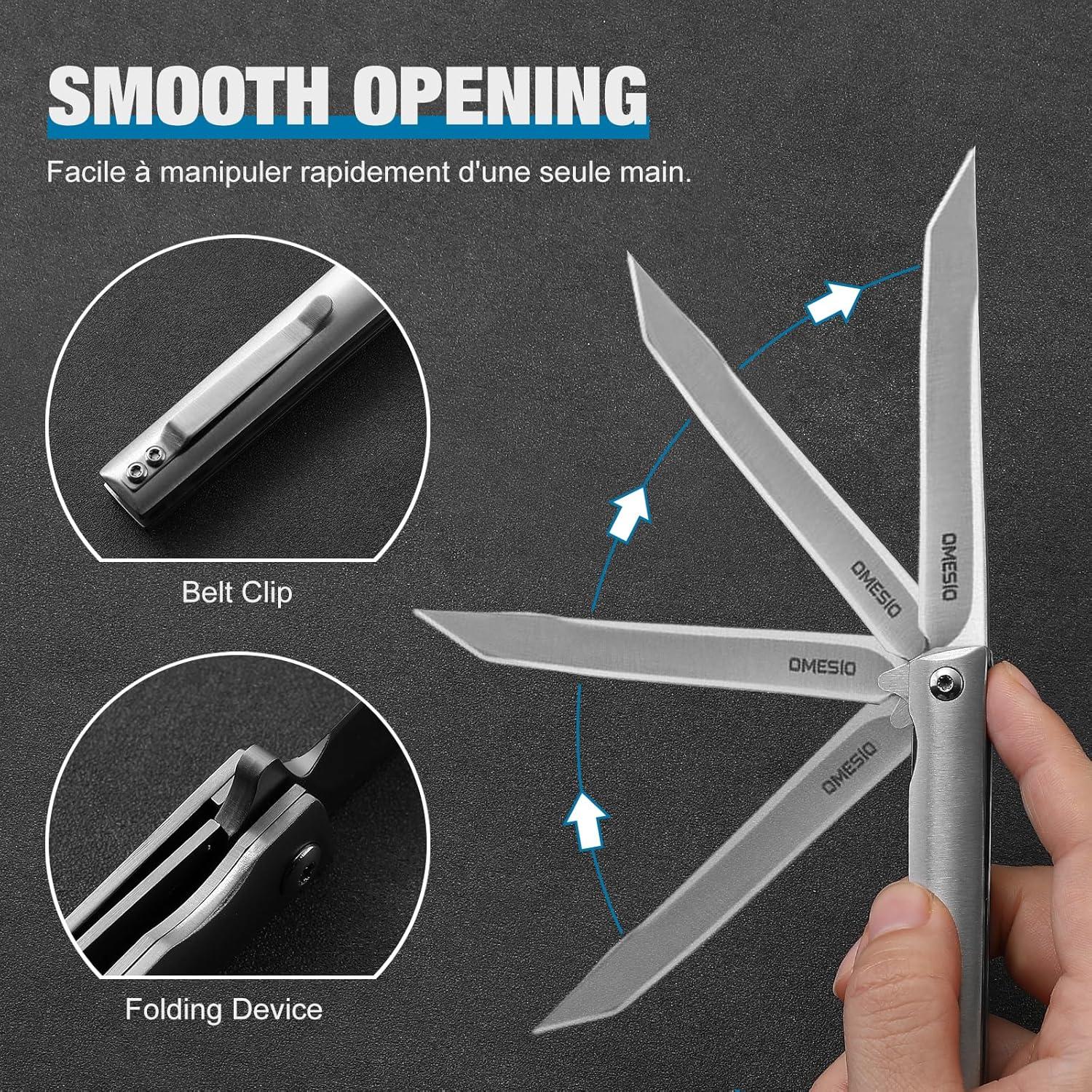 Cuchillo Plegable Omesio M390 Tanto 8.81 cm Acero Inoxidable