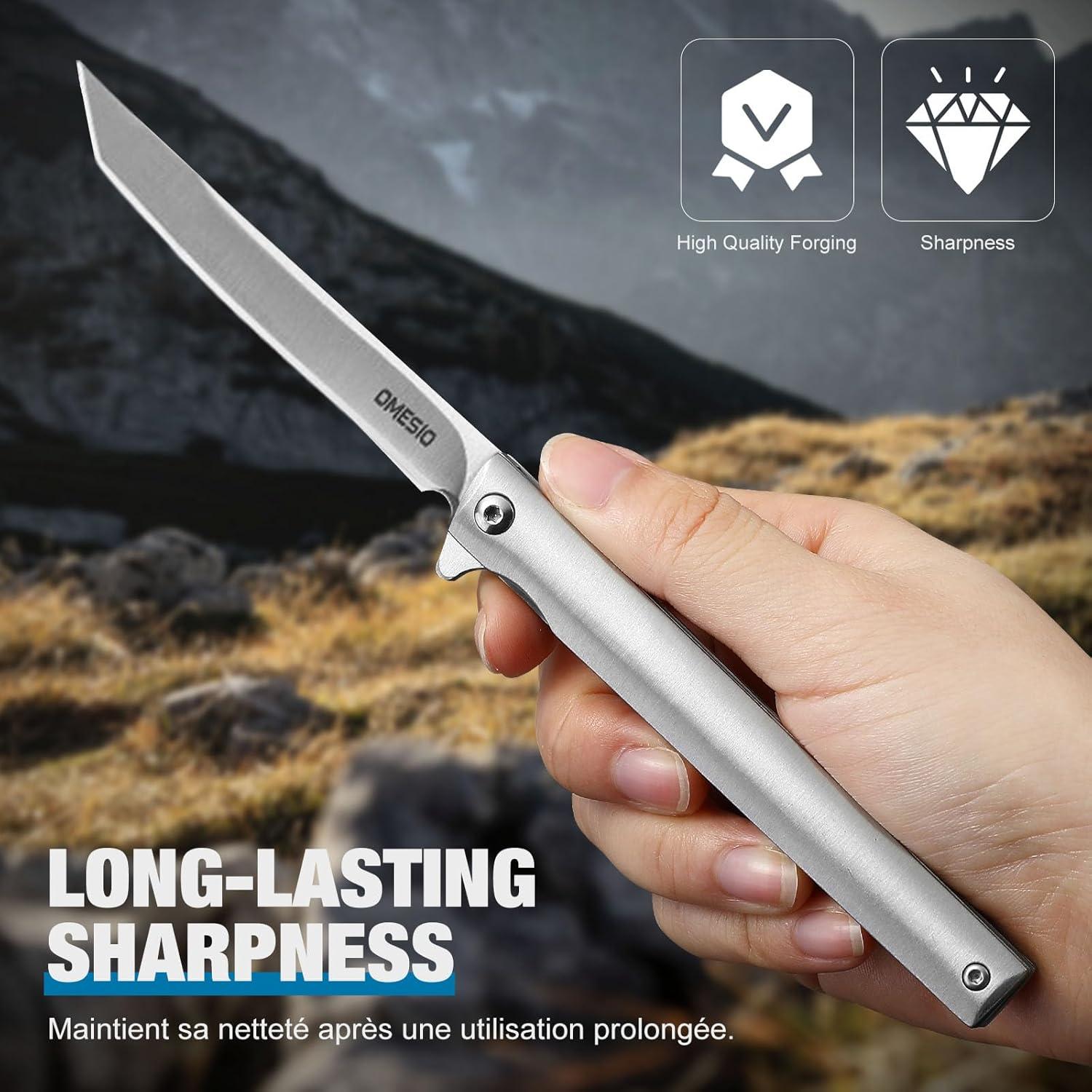 Cuchillo Plegable Omesio M390 Tanto 8.81 cm Acero Inoxidable