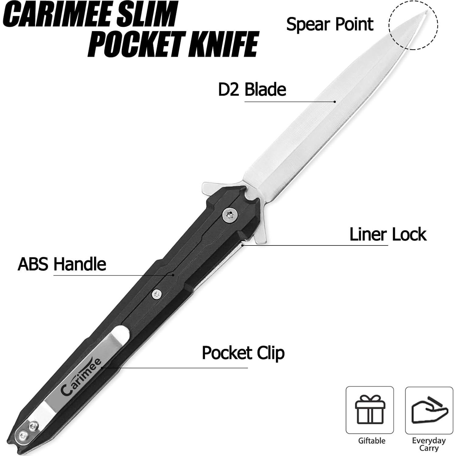 Cuchillo de bolsillo plegable Carimee 9.5 cm acero inoxidable