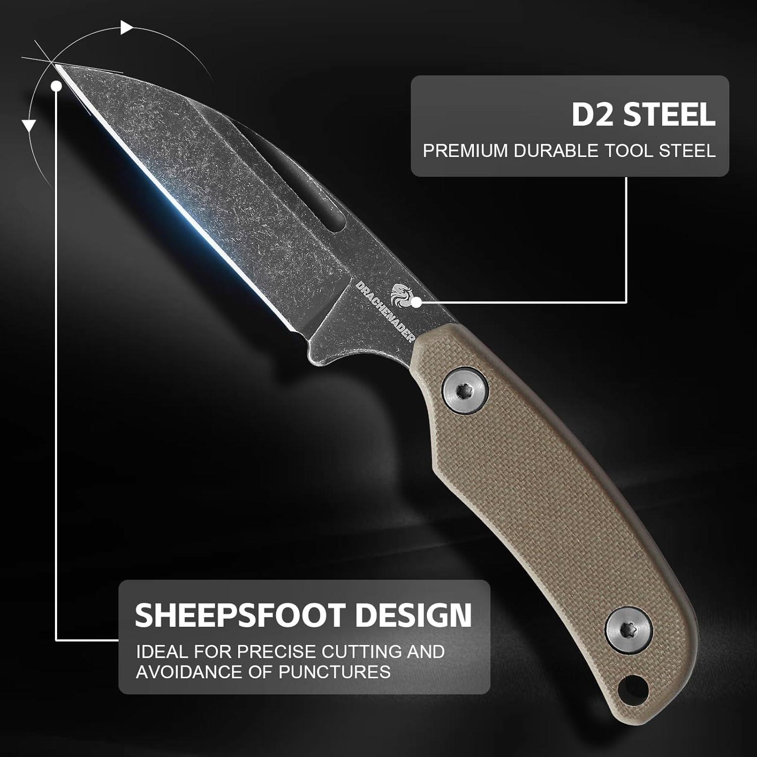 Cuchillo de Cuello DRACHENADER X-YTT 14.68 cm Hoja D2 Sheepsfoot