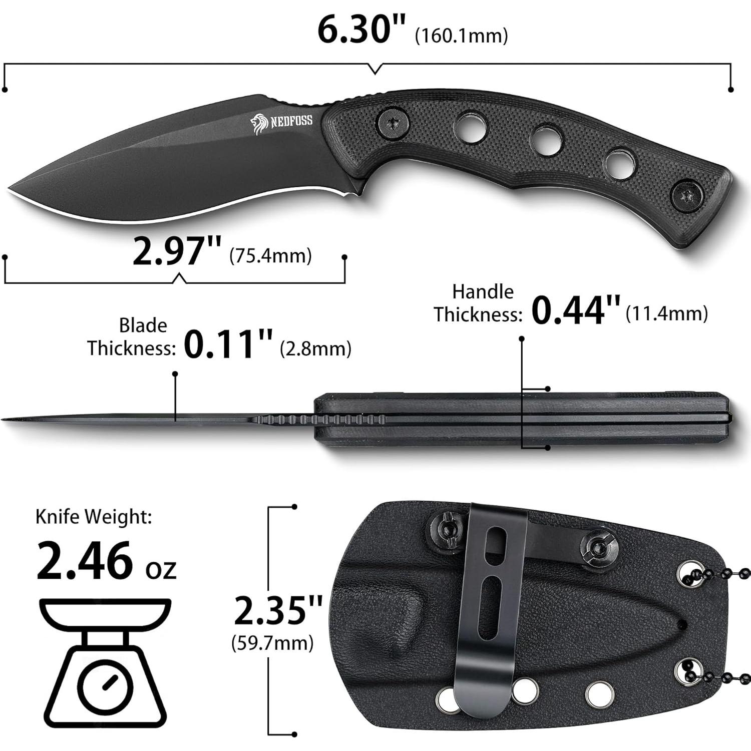 Cuchillo Fijo EDC NedFoss Ardilla II 7.5 cm Mango G10