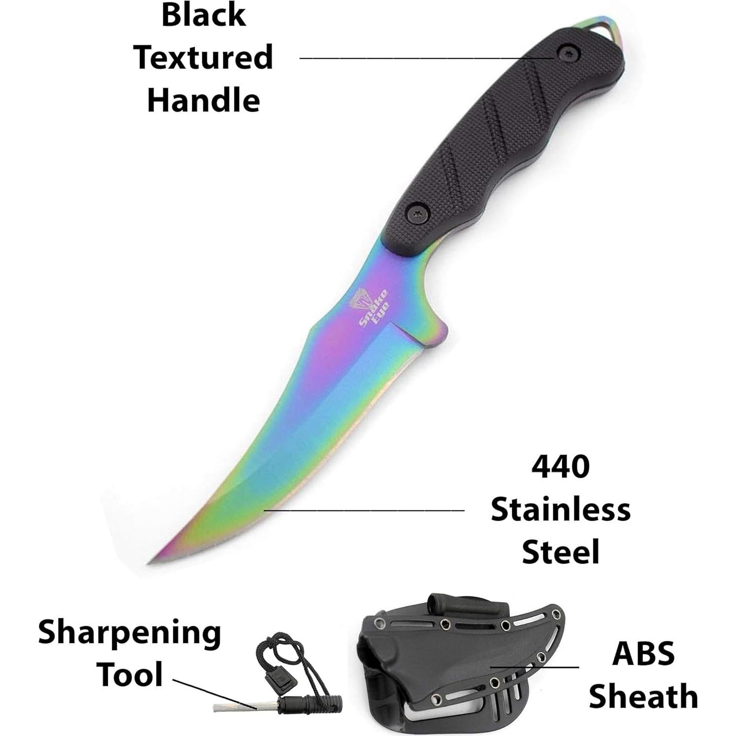 Cuchillo Táctico Snake Eye 22.86 cm con Funda Nylon Arcoíris