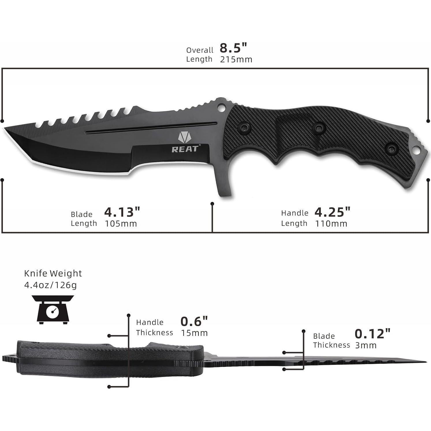 Cuchillo de Caza REAT RT-0247 con Funda de Nylon 21.6 cm