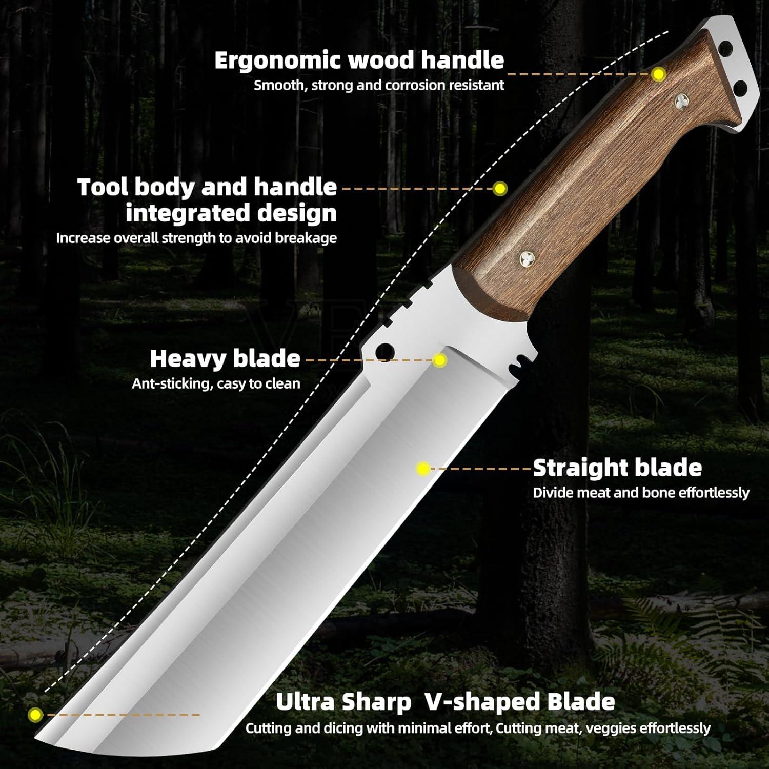 Cuchillo de Caza SXDGS 35 cm con Funda - Machete de Supervivencia