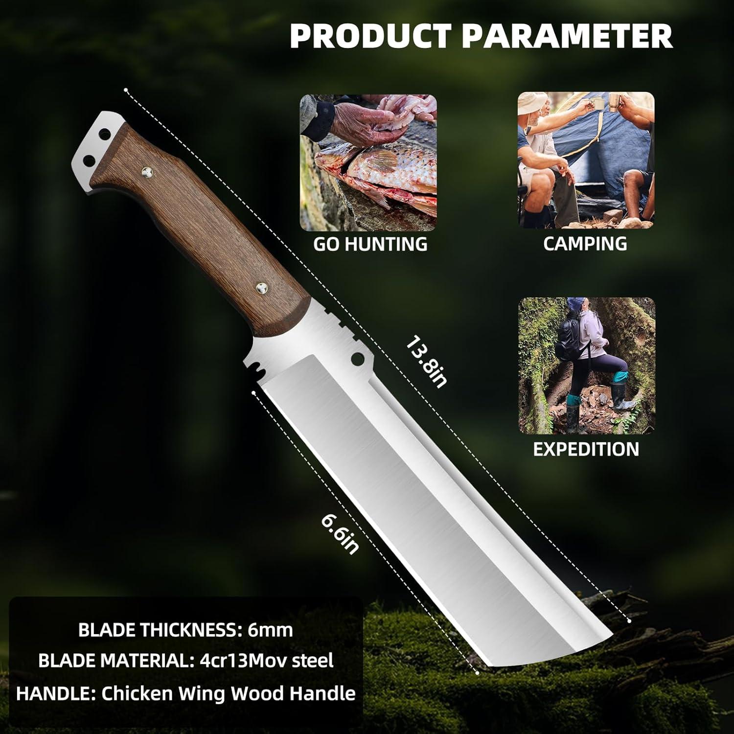 Cuchillo de Caza SXDGS 35 cm con Funda - Machete de Supervivencia