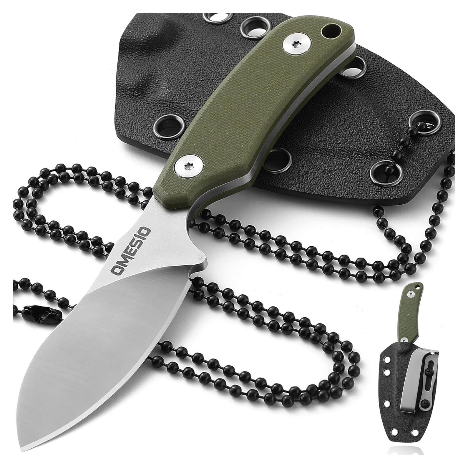 Cuchillo de Cuello Omesio ZLJR, Acero D2, 14.76 cm, Funda Kydex