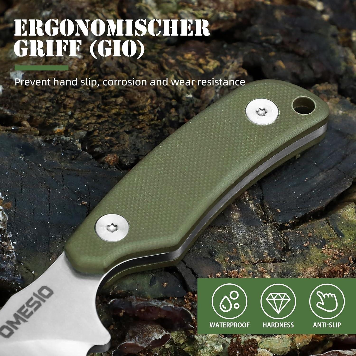 Cuchillo de Cuello Omesio ZLJR, Acero D2, 14.76 cm, Funda Kydex