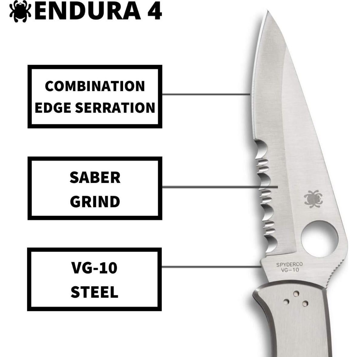 Cuchillo Plegable Spyderco Endura 4 Acero VG-10 9.8 cm