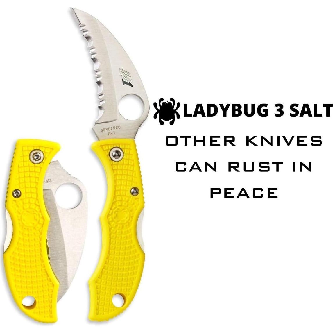 Cuchillo Plegable Spyderco Ladybug 3 Salt H-1 Amarillo 4.8 cm