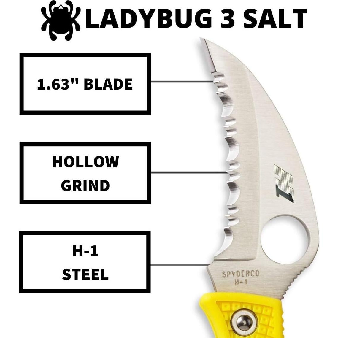 Cuchillo Plegable Spyderco Ladybug 3 Salt H-1 Amarillo 4.8 cm