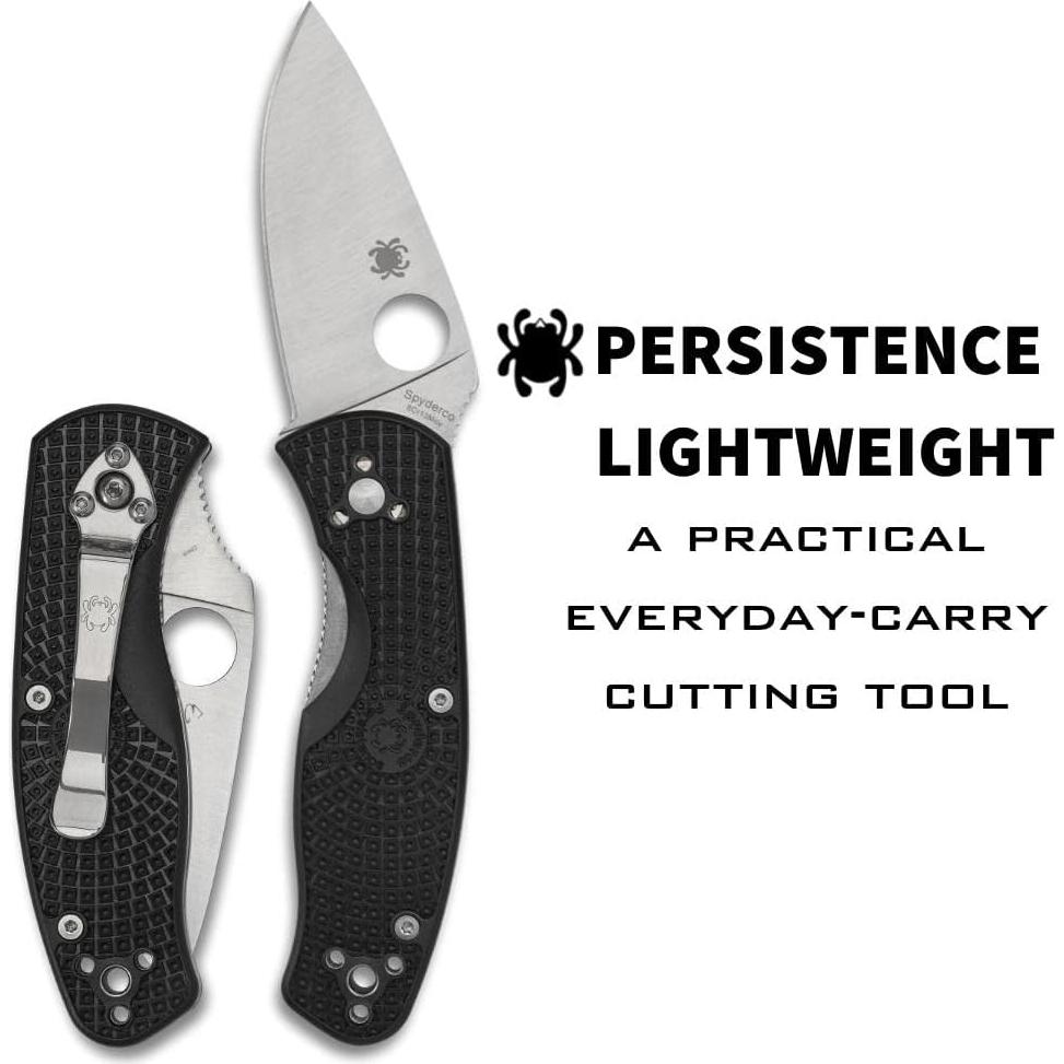 Persistence Lightweight Knife with 2.77" Stainless Steel Blade and Durable Black FRN Handle - PlainEdge - C136PBK