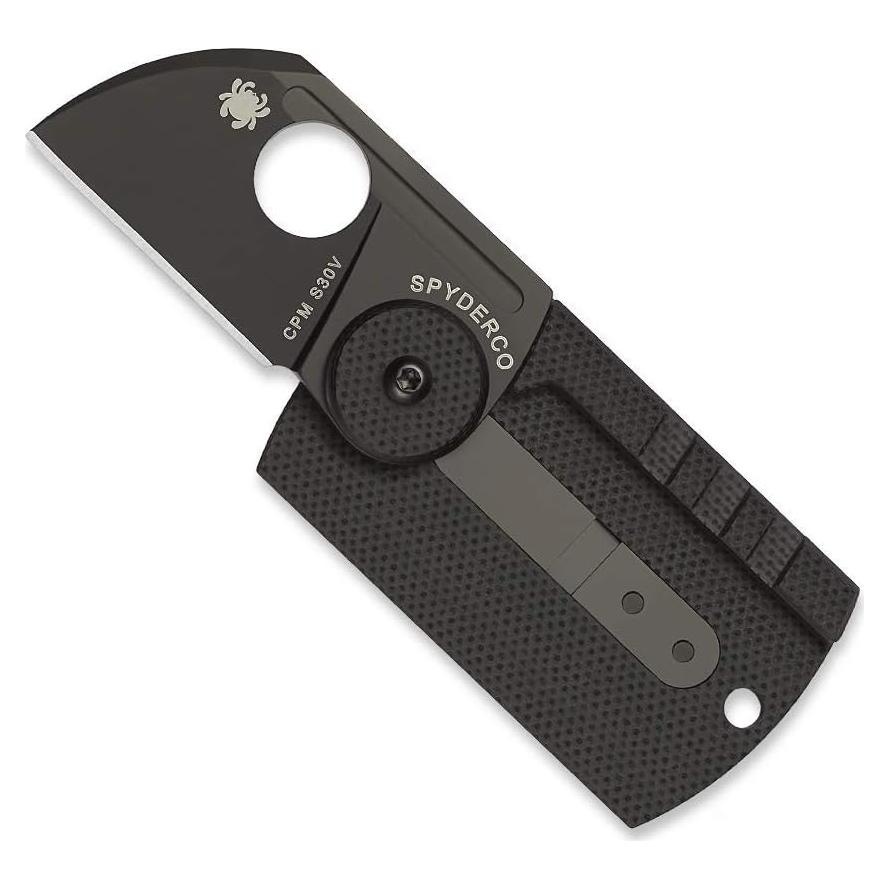 Spyderco Dog Tag Non-Locking Knife with 1.23" CPM S30V Steel Blade and Durable Black Carbon Fiber Handle - PlainEdge - C188CFBBKP