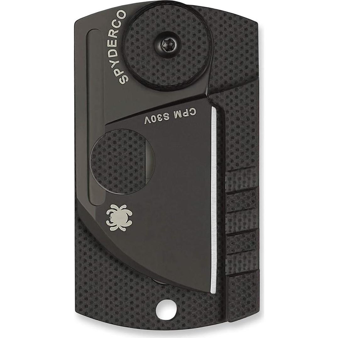 Spyderco Dog Tag Non-Locking Knife with 1.23" CPM S30V Steel Blade and Durable Black Carbon Fiber Handle - PlainEdge - C188CFBBKP