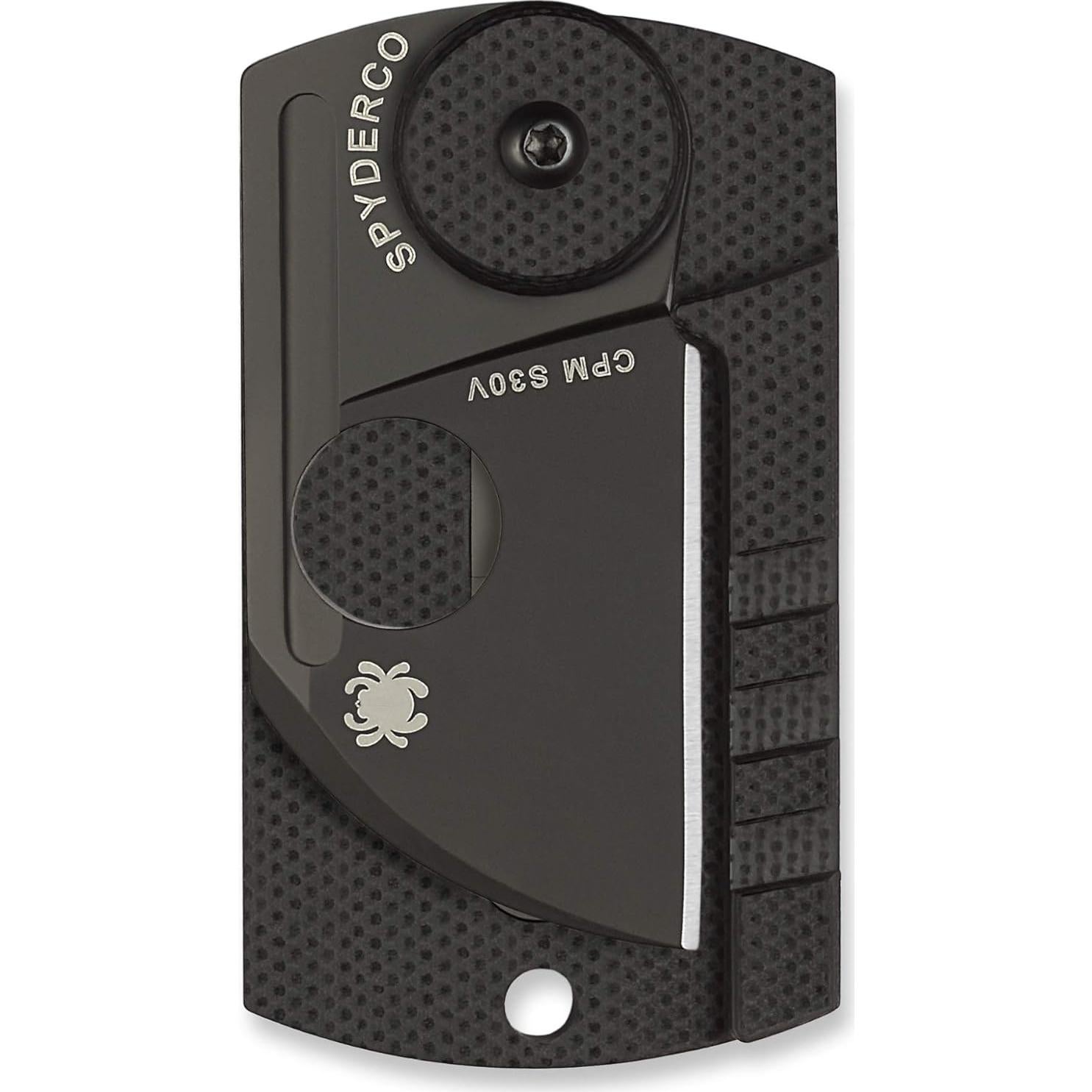 Spyderco Dog Tag Non-Locking Knife with 1.23" CPM S30V Steel Blade and Durable Black Carbon Fiber Handle - PlainEdge - C188CFBBKP