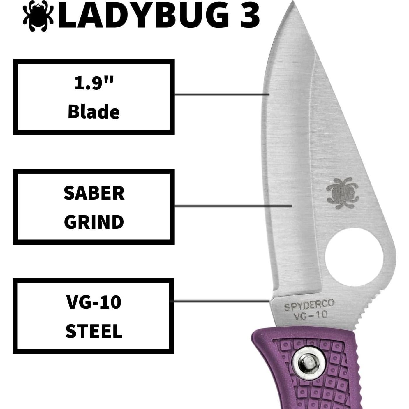 Cuchillo Plegable Spyderco Ladybug 3 Filo Plano 11.1 cm Púrpura