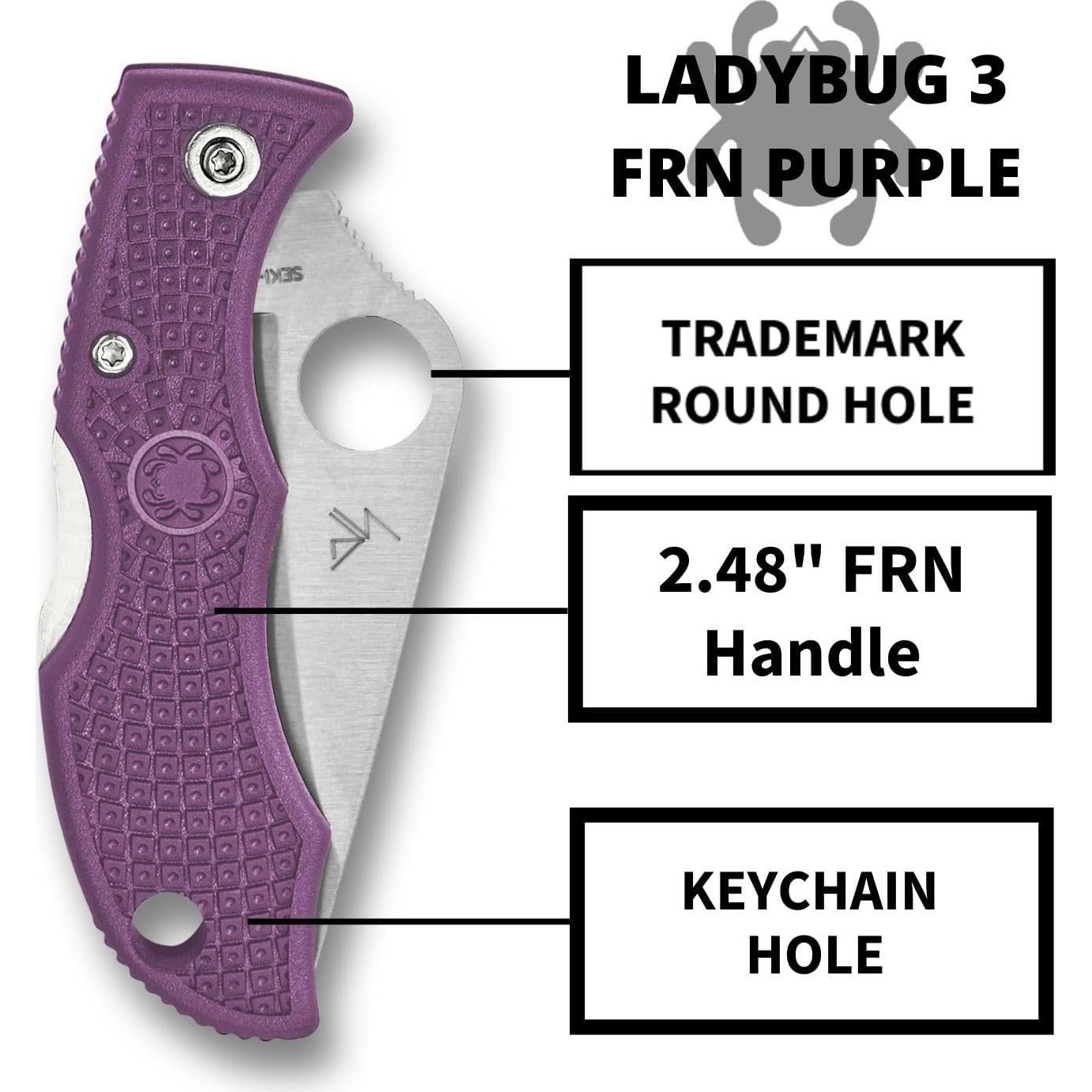 Cuchillo Plegable Spyderco Ladybug 3 Filo Plano 11.1 cm Púrpura