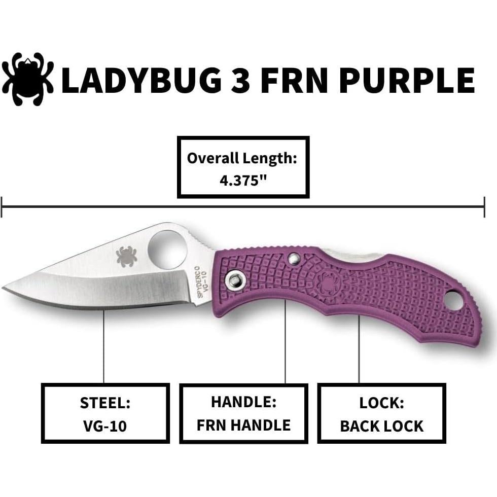 Cuchillo Plegable Spyderco Ladybug 3 Filo Plano 11.1 cm Púrpura