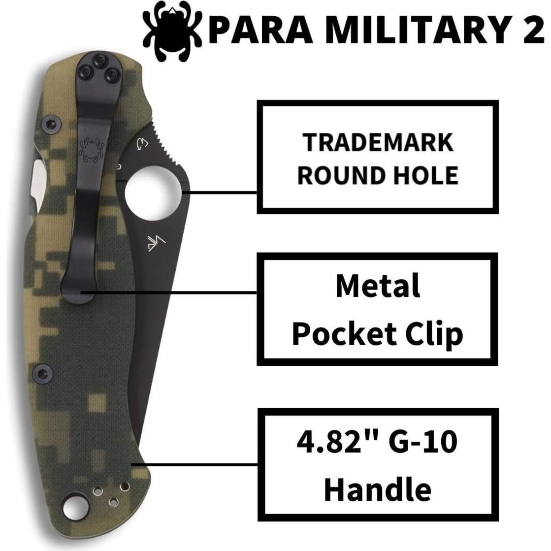 Cuchillo de bolsillo Spyderco Para Military 2 Camuflaje 8.89 cm