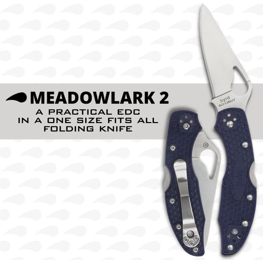 Byrd Meadowlark 2 Lightweight Folding Utility Knife with 2.90" Stainless Steel Blade and Blue Non-Slip FRN Handle - Everyday Carry - PlainEdge - BY04PBL2