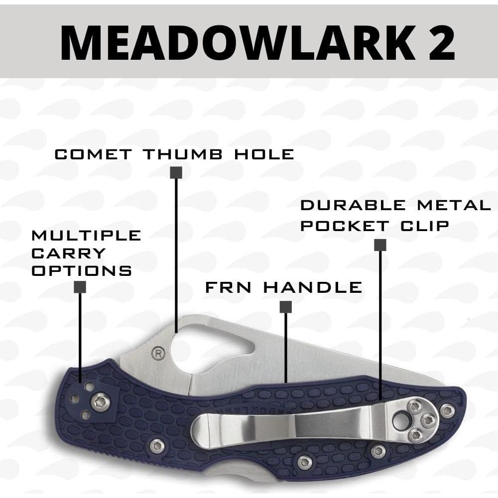 Byrd Meadowlark 2 Lightweight Folding Utility Knife with 2.90" Stainless Steel Blade and Blue Non-Slip FRN Handle - Everyday Carry - PlainEdge - BY04PBL2