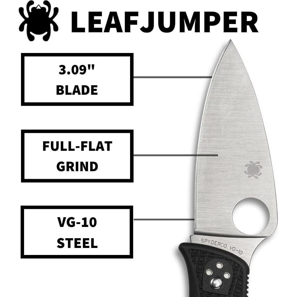 Cuchillo de bolsillo Spyderco Leafjumper VG-10 85g FRN negro