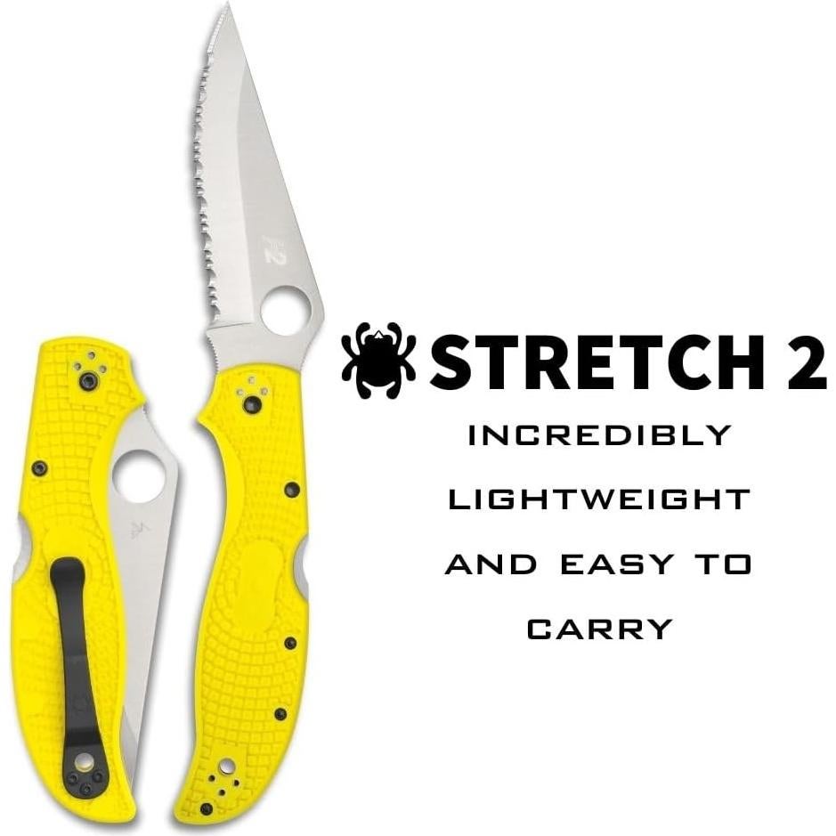 Cuchillo de bolsillo Spyderco Stretch 2 XL H-2 12.7 cm Amarillo