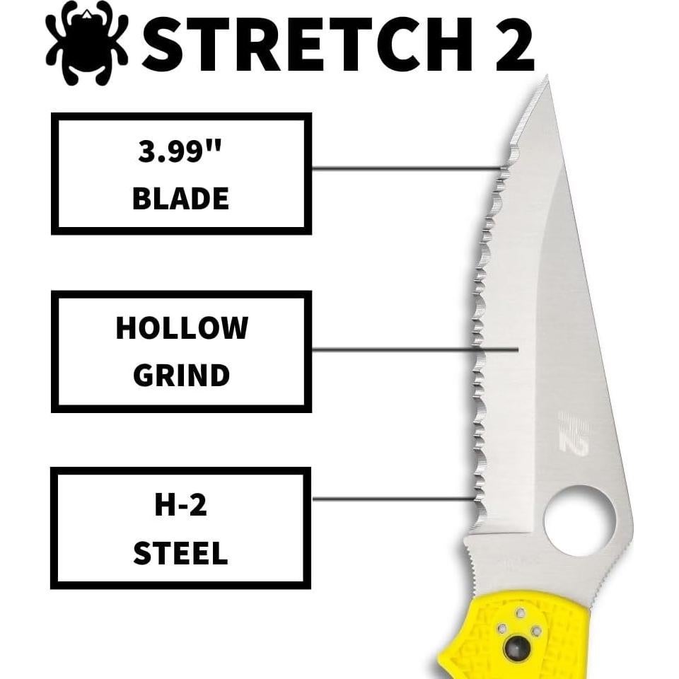 Cuchillo de bolsillo Spyderco Stretch 2 XL H-2 12.7 cm Amarillo