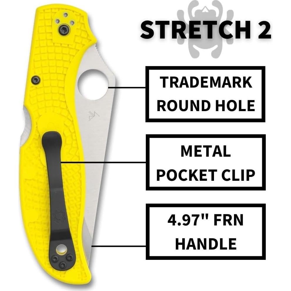 Cuchillo de bolsillo Spyderco Stretch 2 XL H-2 12.7 cm Amarillo