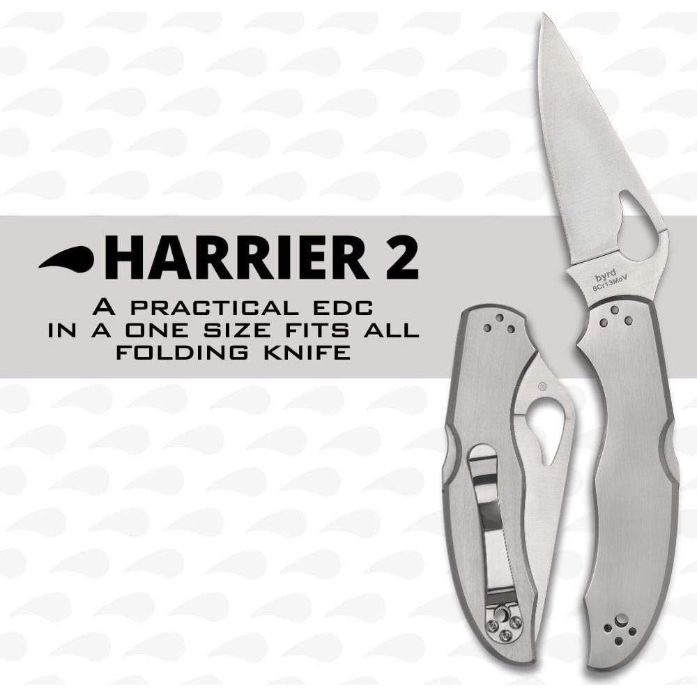 Harrier 2 Folding Pocket Knife with 3.3" 8Cr13MoV Steel Blade and Stainless Steel Handle - EDC Knife for Men and Women, Perfect for Hunting, Tactical, Camping, Survival - PlainEdge - BY01P2