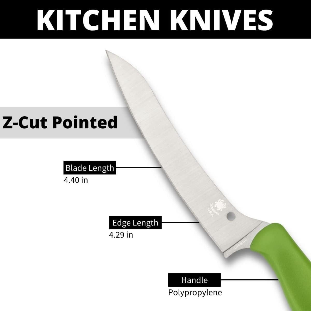 Cuchillo de Cocina Spyderco Z-Cut Verde 11.12 cm Hoja Afilada