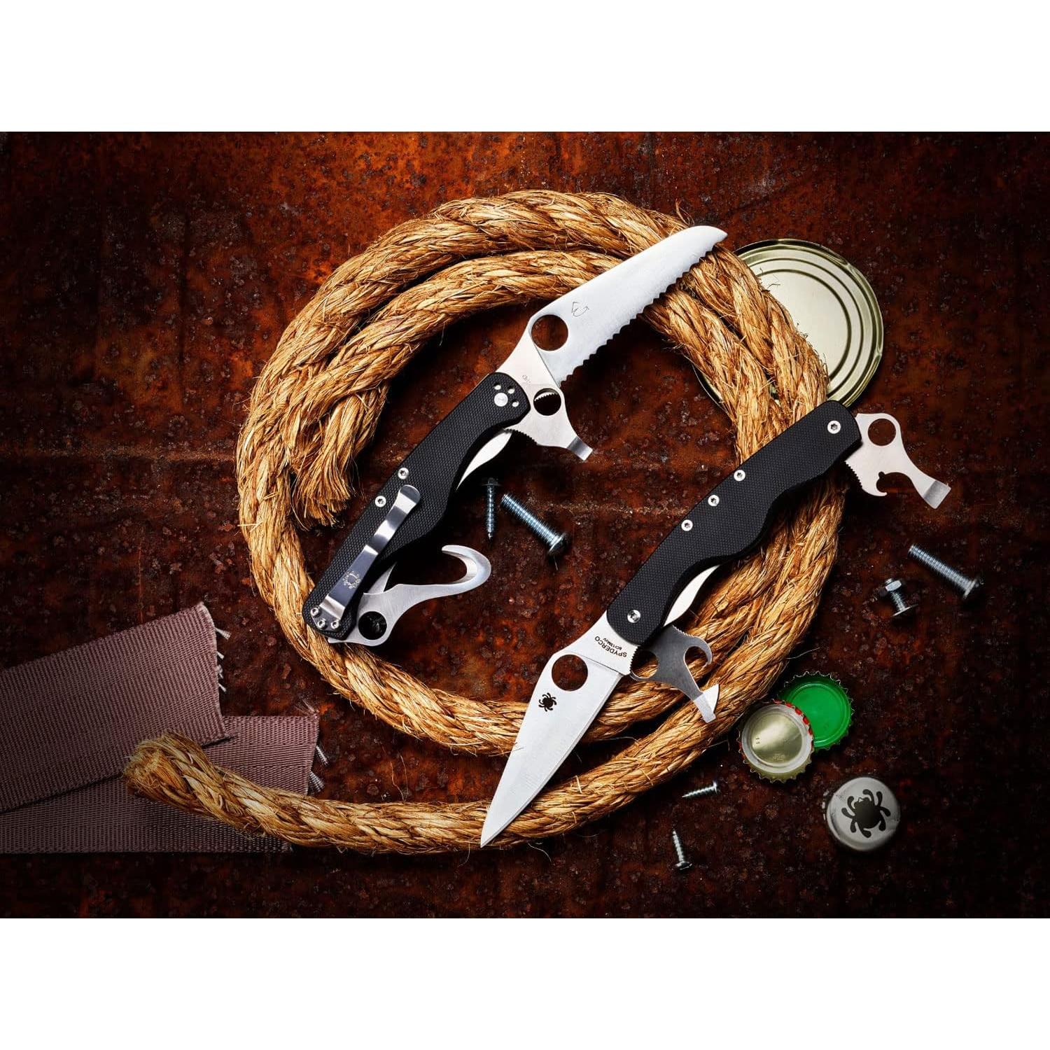 ClipiTool Standard Multi-Functional Pocketknife with 3 Stainless Steel Blades and Durable Black G-10 Handle - PlainEdge - C208GP