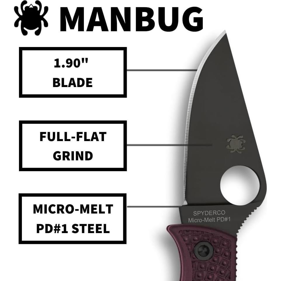 Cuchillo de bolsillo Spyderco Manbug - Acero Micro-Melt PD#1 5.08 cm