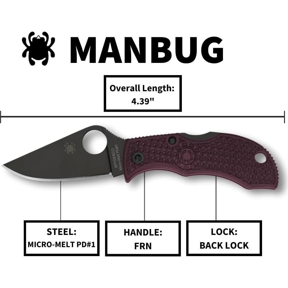Cuchillo de bolsillo Spyderco Manbug - Acero Micro-Melt PD#1 5.08 cm