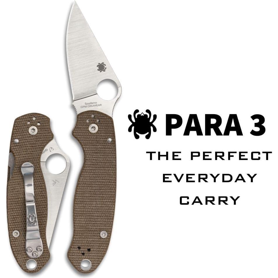 Cuchillo Plegable Spyderco Para 3 - Mango Micarta Marrón 18.29 cm