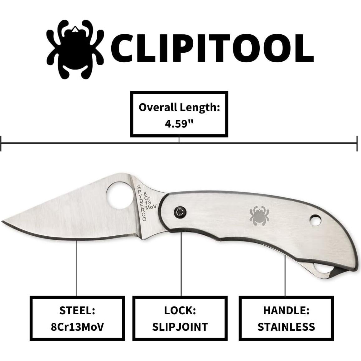 Cuchillo Utilitario Plegable Spyderco ClipiTool Acero Inoxidable