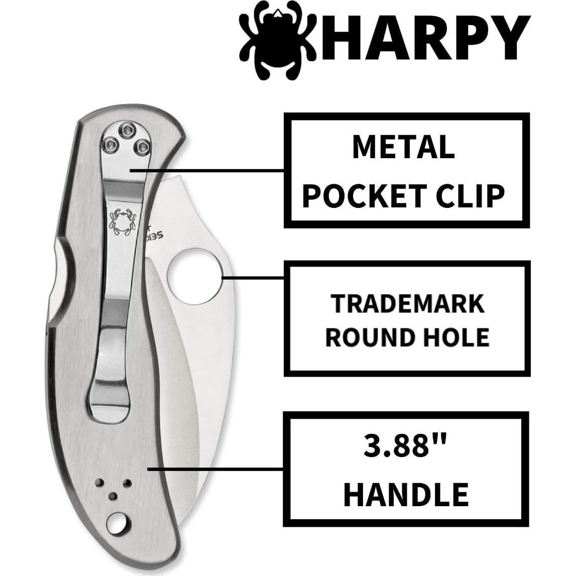Harpy Folding Utility Knife with 2.75" Hawkbill VG-10 Steel Blade and Durable Stainless Steel Handle - SpyderEdge - C08S