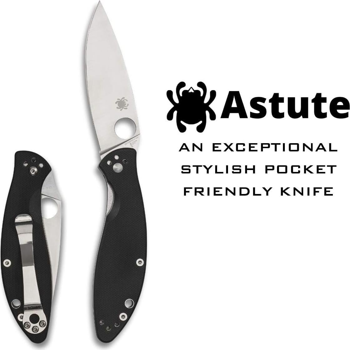 Cuchillo Spyderco Astute 7.94 cm Acero Inoxidable G-10 Negro